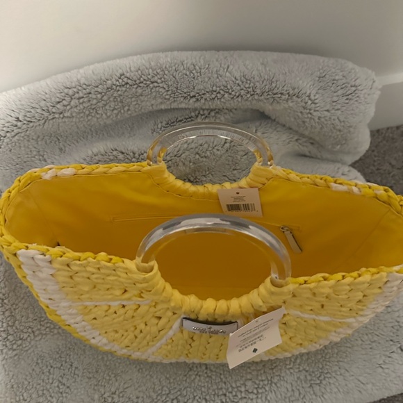 Kate Spade Yellow and White Woven Tote - Picture 3 of 4
